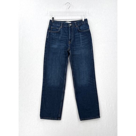 ZARA The Relaxed Boyfriend Jean Womens 26 Dark Blue Mid Rise Loose Straight - Picture 3 of 16